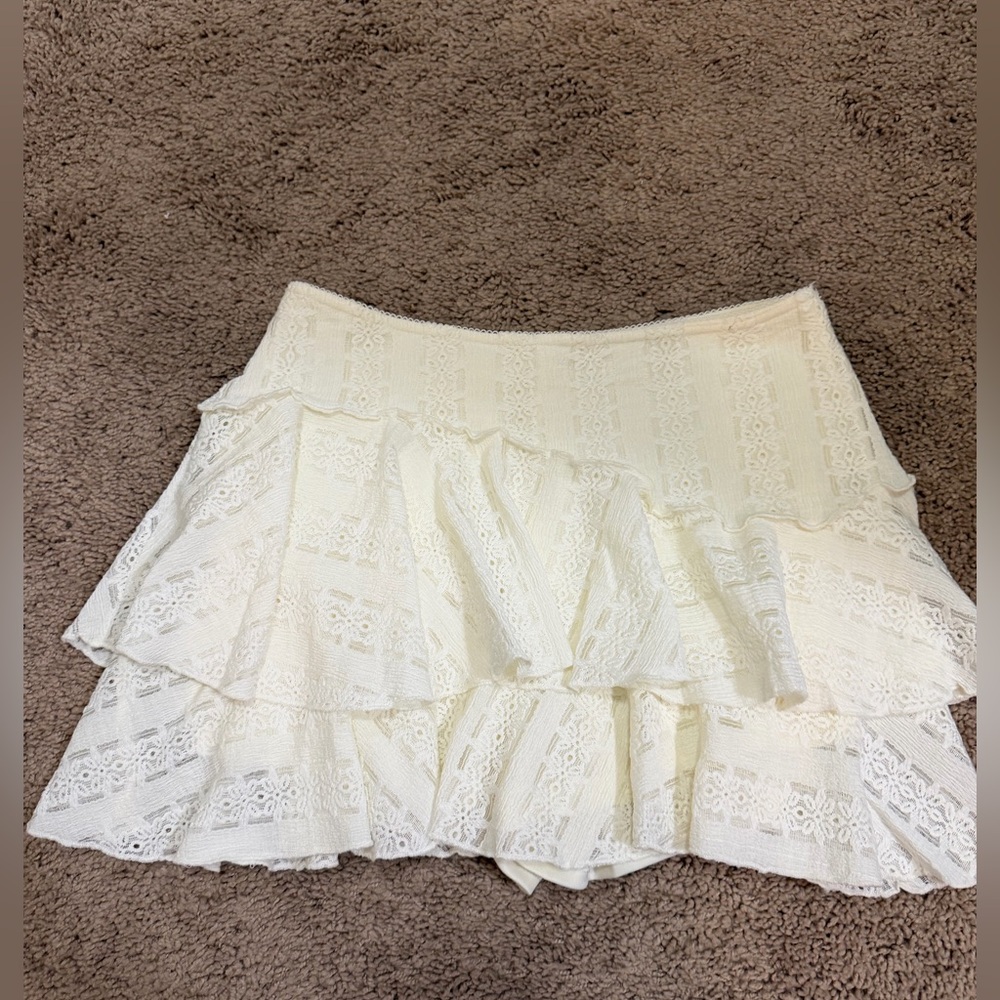 Altar'd State Cream Lace Mini Skirt